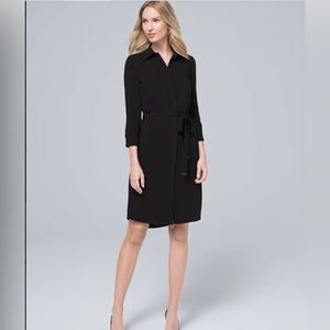 NEW White House Black Market Women’s Little Black Shirt Dress 3/4 Sleeve